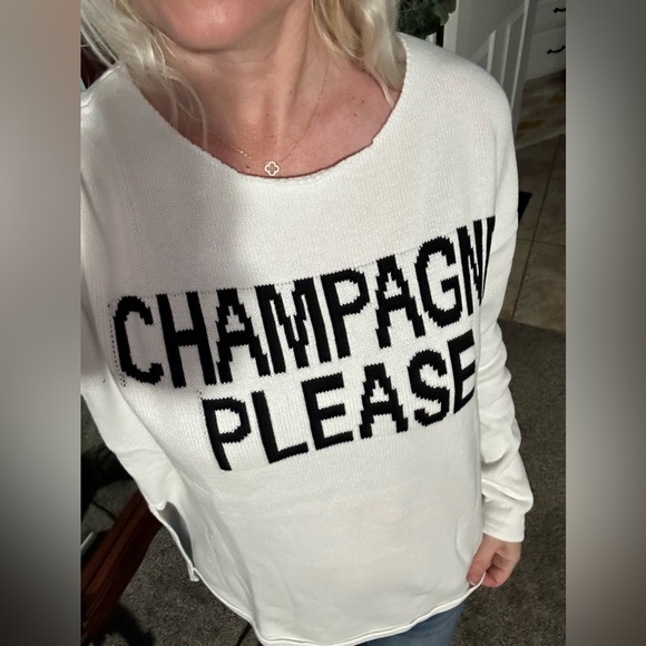 CHAMPAGNE PLEASE Long Sleeve Slit Sweater - Picture 9 of 10